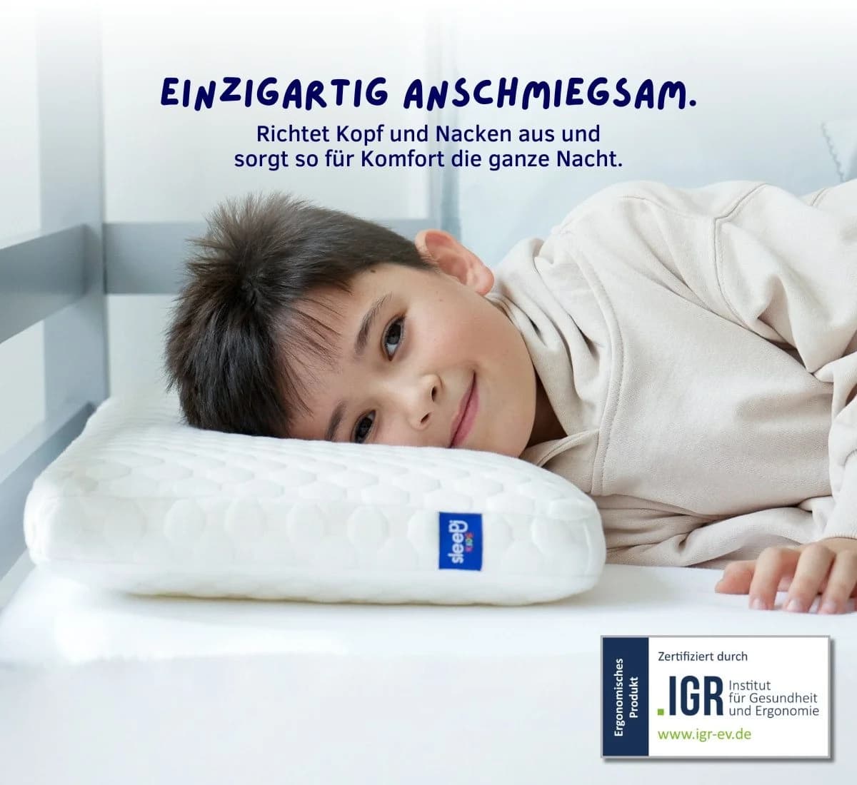 SLEEPI Nackenstützkissen Kids Comfort Kopfkissen Memory Foam Tencel