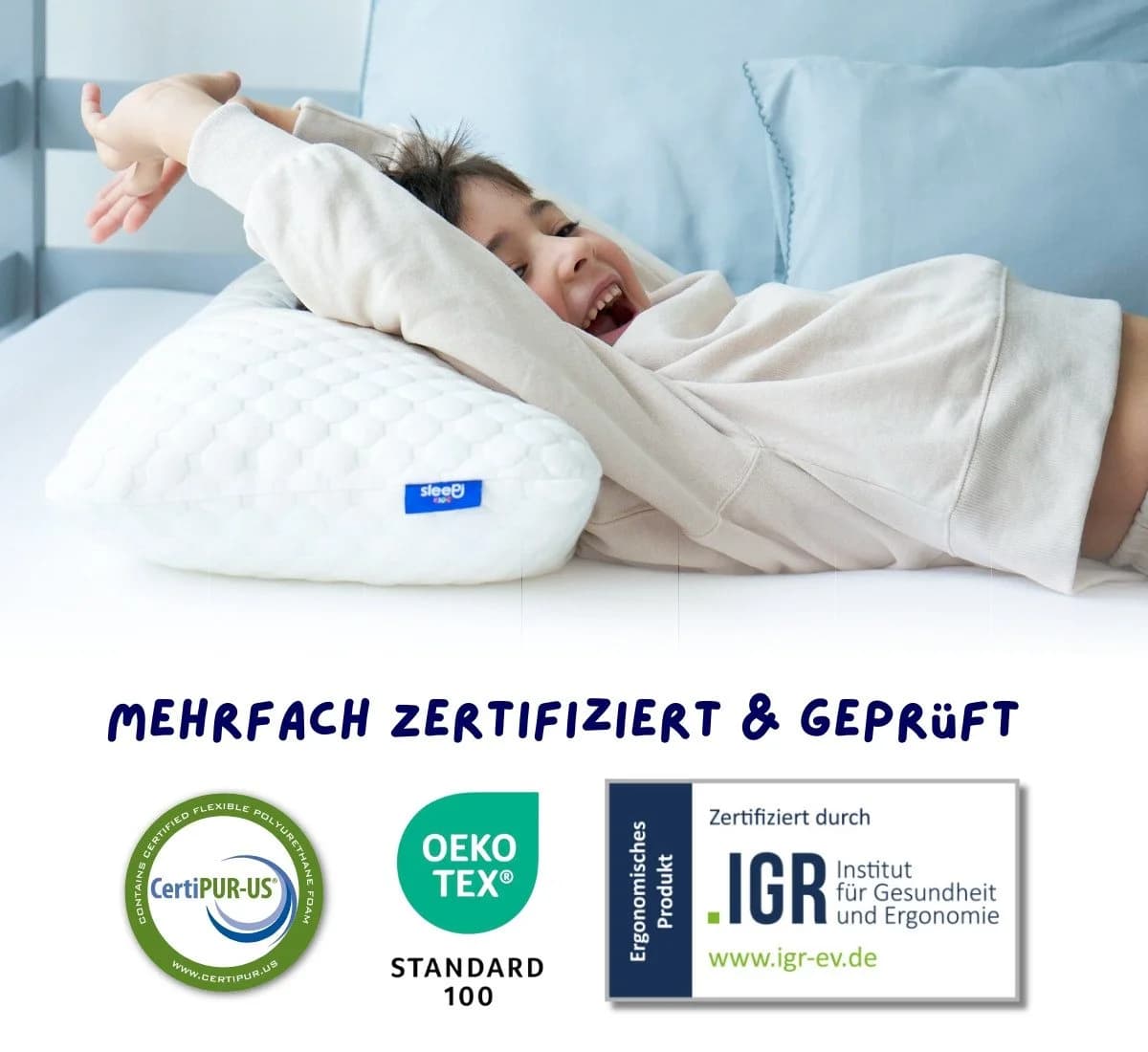 SLEEPI Kopfkissen Kids Cloud Memory Foam Höhenverstellbar Kinderkissen