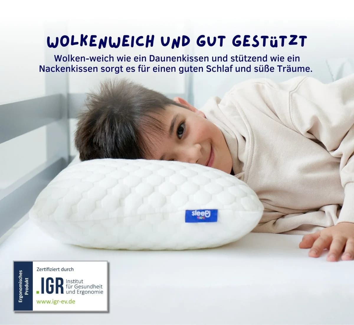 SLEEPI Kopfkissen Kids Cloud Memory Foam Höhenverstellbar Kinderkissen - Bild 3
