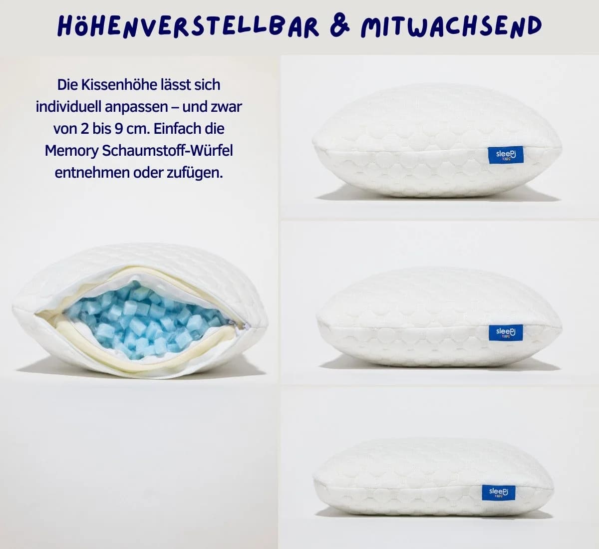 SLEEPI Kopfkissen Kids Cloud Memory Foam Höhenverstellbar Kinderkissen - Bild 5