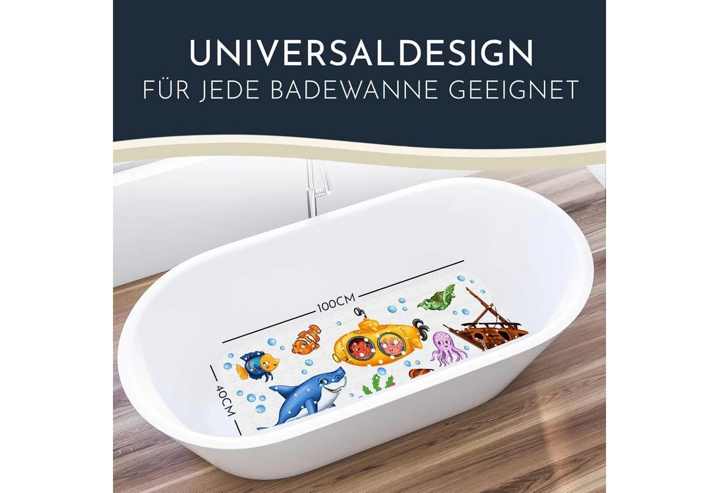 Homerella Badematte Rutschfest BPA-frei mit Haken