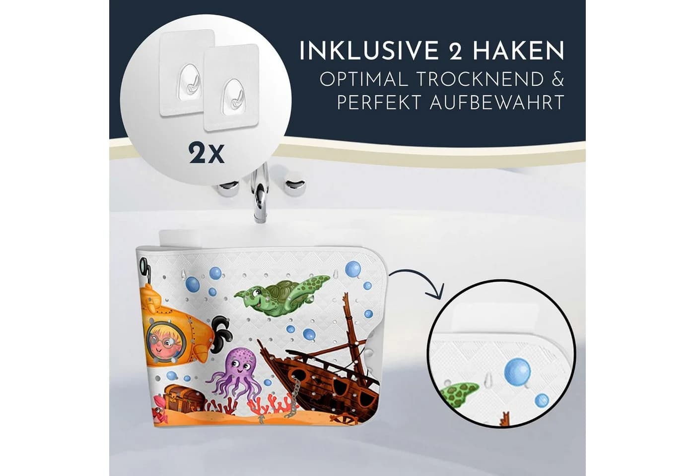 Homerella Badematte Rutschfest BPA-frei mit Haken - Bild 3