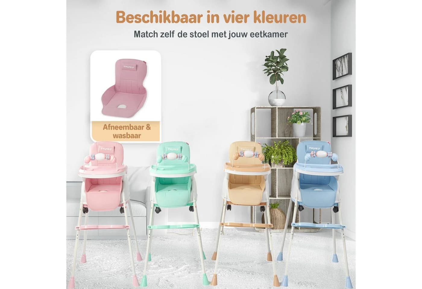 TWINKY Kinderklappstuhl Rosa 3-in-1 Hochstuhl mit Esstisch - Bild 5