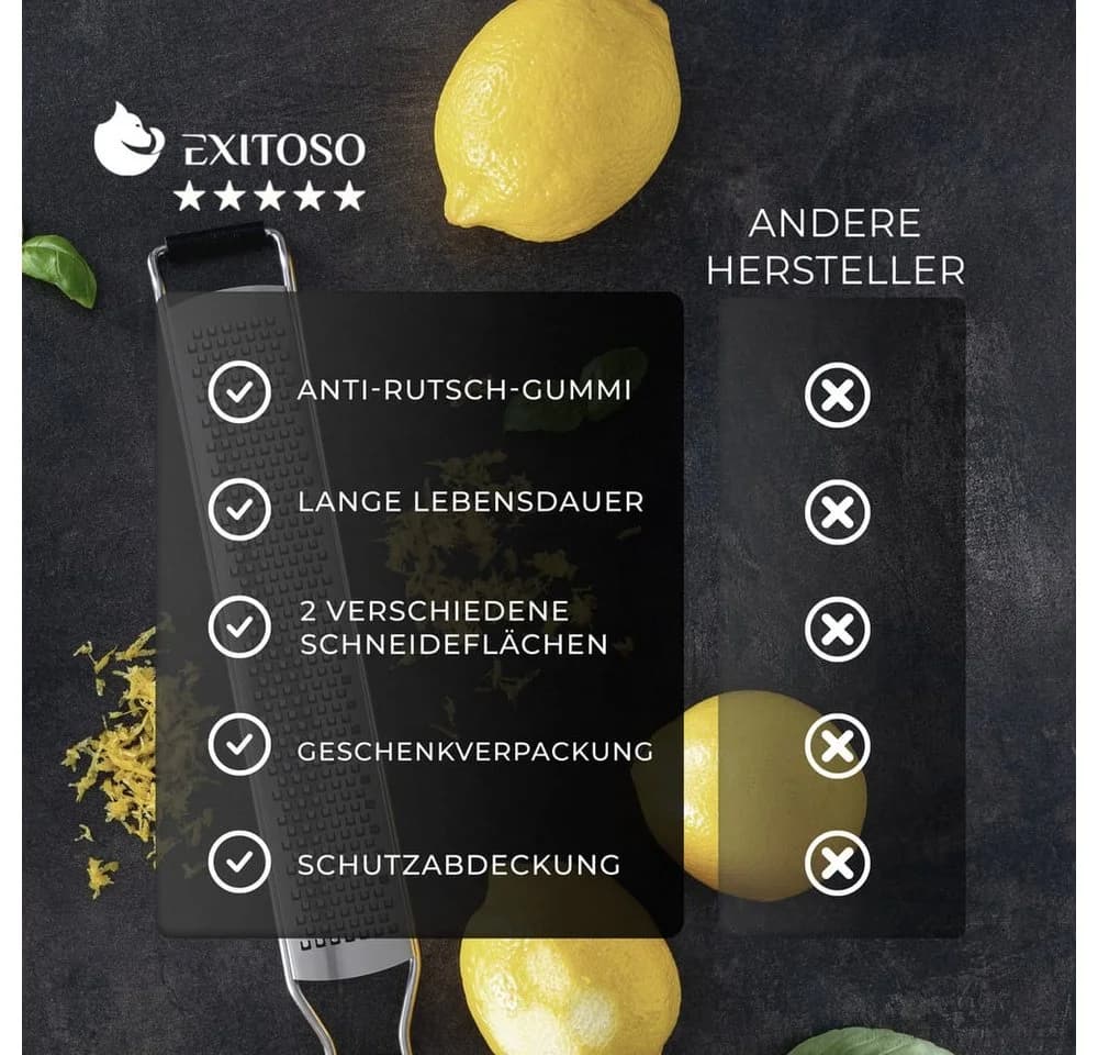 Exitoso Zitronenreibe 2er-Set Edelstahl Zitruszester - Bild 5
