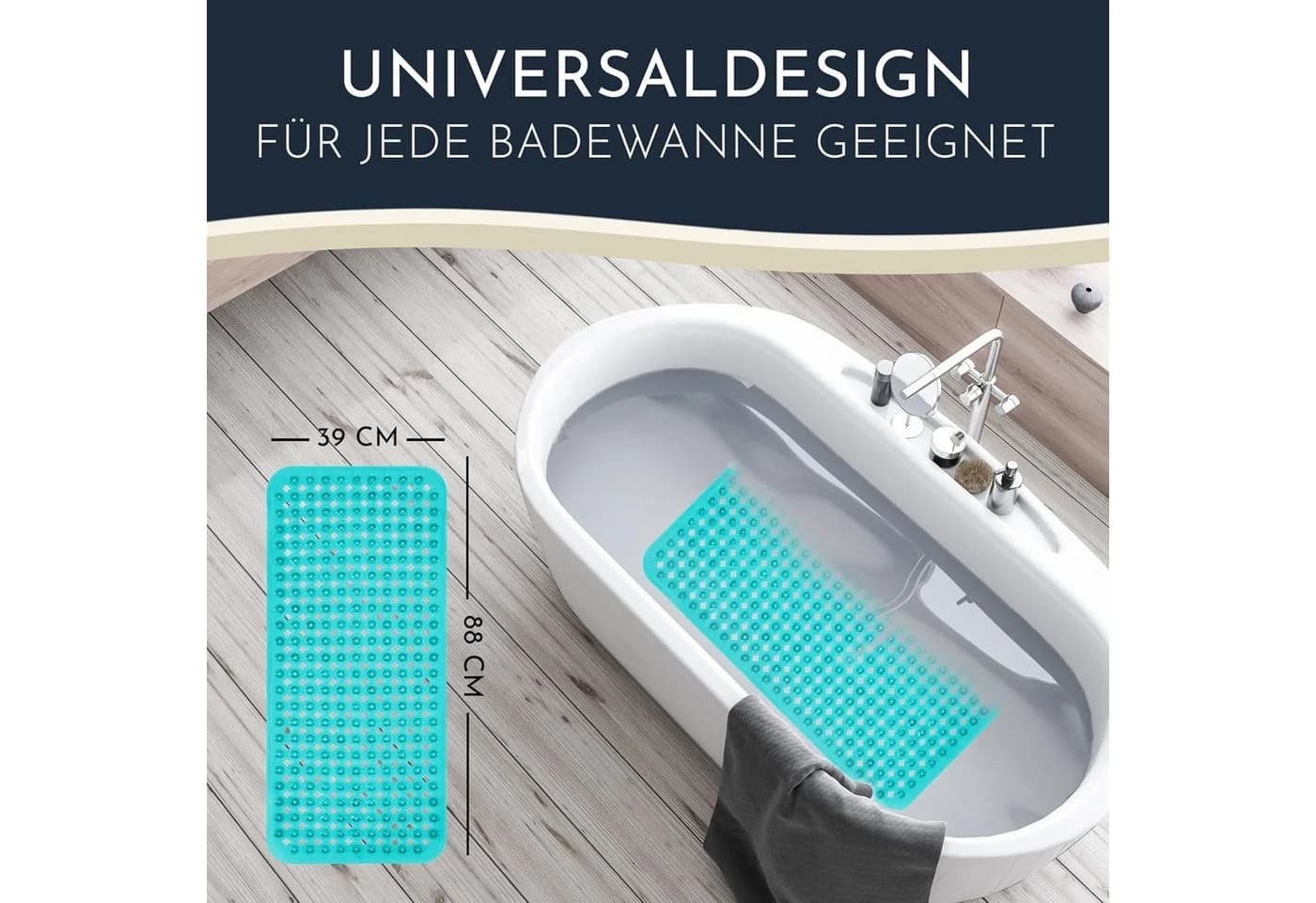 Homerella Badematte rutschfest Hautsensitiv 88x39cm
