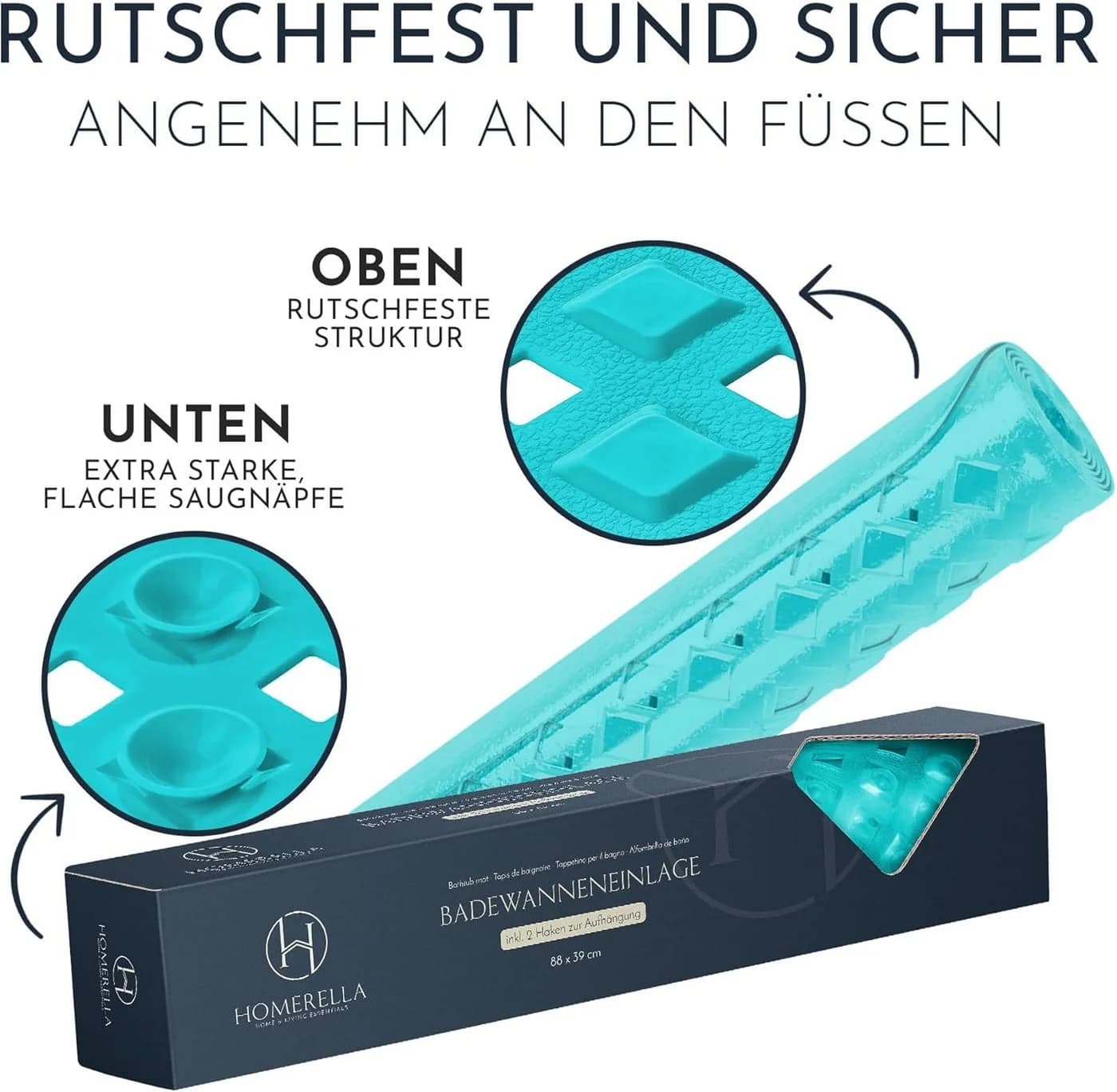 Homerella Badematte rutschfest Hautsensitiv 88x39cm - Bild 4