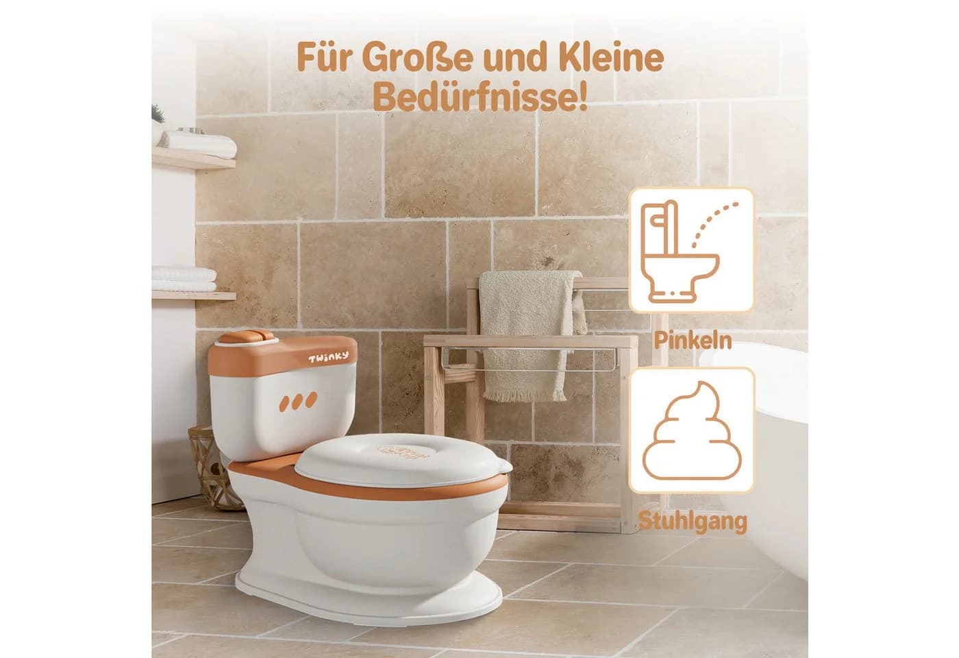 TWINKY Toilettentrainer 3-in-1 mit Flush-Sound und Deckel Weiß - Bild 4