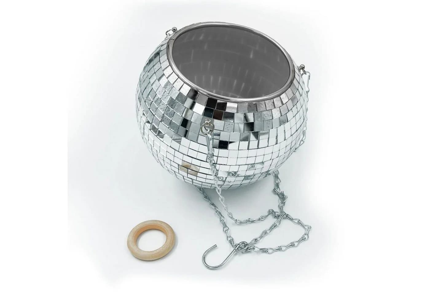 Mikamax Blumentopf Discokugel mit Kette Silber/Bunt