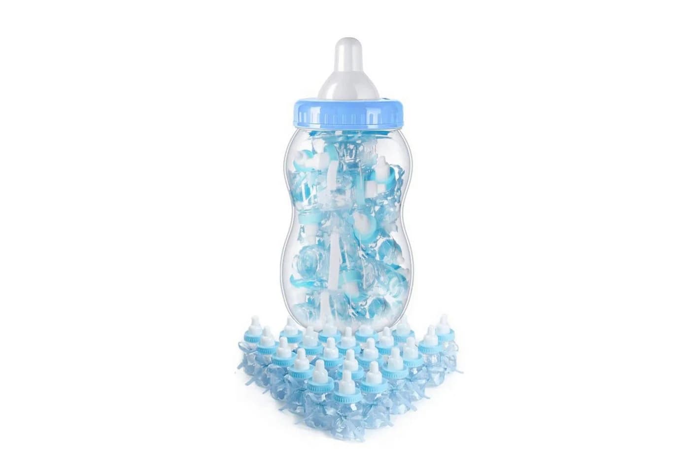 Mikamax XXL Babyflasche mit 30 kleinen Flaschen für Babypartys in Babyblau - Bild 2