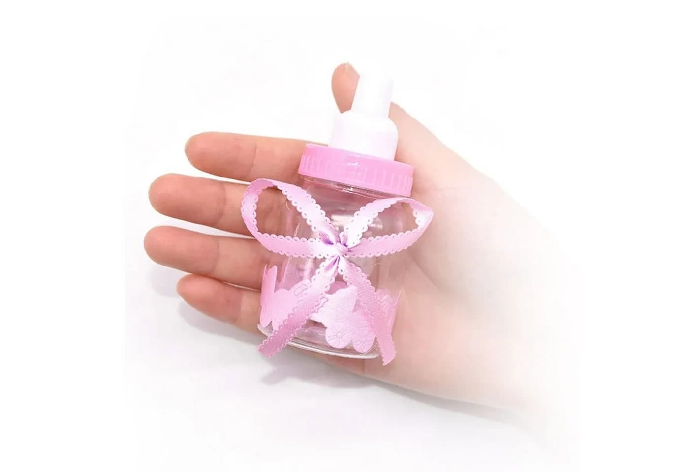 Mikamax Dekofigur Babyflasche XXL mit 30 Mini-Flaschen Rosa