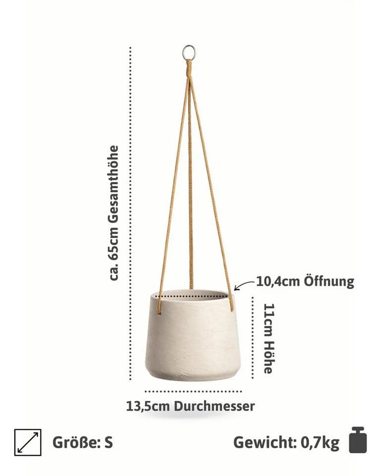 finestgreen Blumenampel Patt Hängepflanztopf Grau Fiberclay Beton-Optik - Bild 5