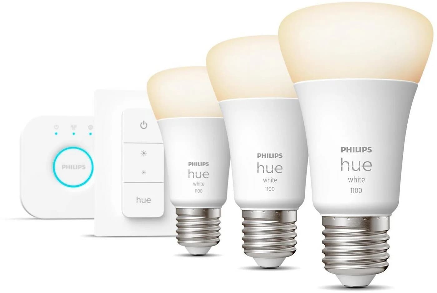 Philips Hue LED Starter Set E27 3er Pack Warmweiß mit Bridge - Bild 2