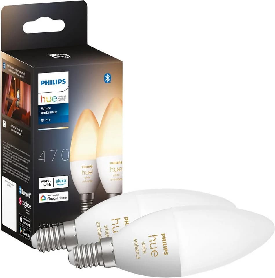 Philips Hue LED-Leuchtmittel White & Color Ambiance Kerzenform E14 2 St. Farbwechsler
