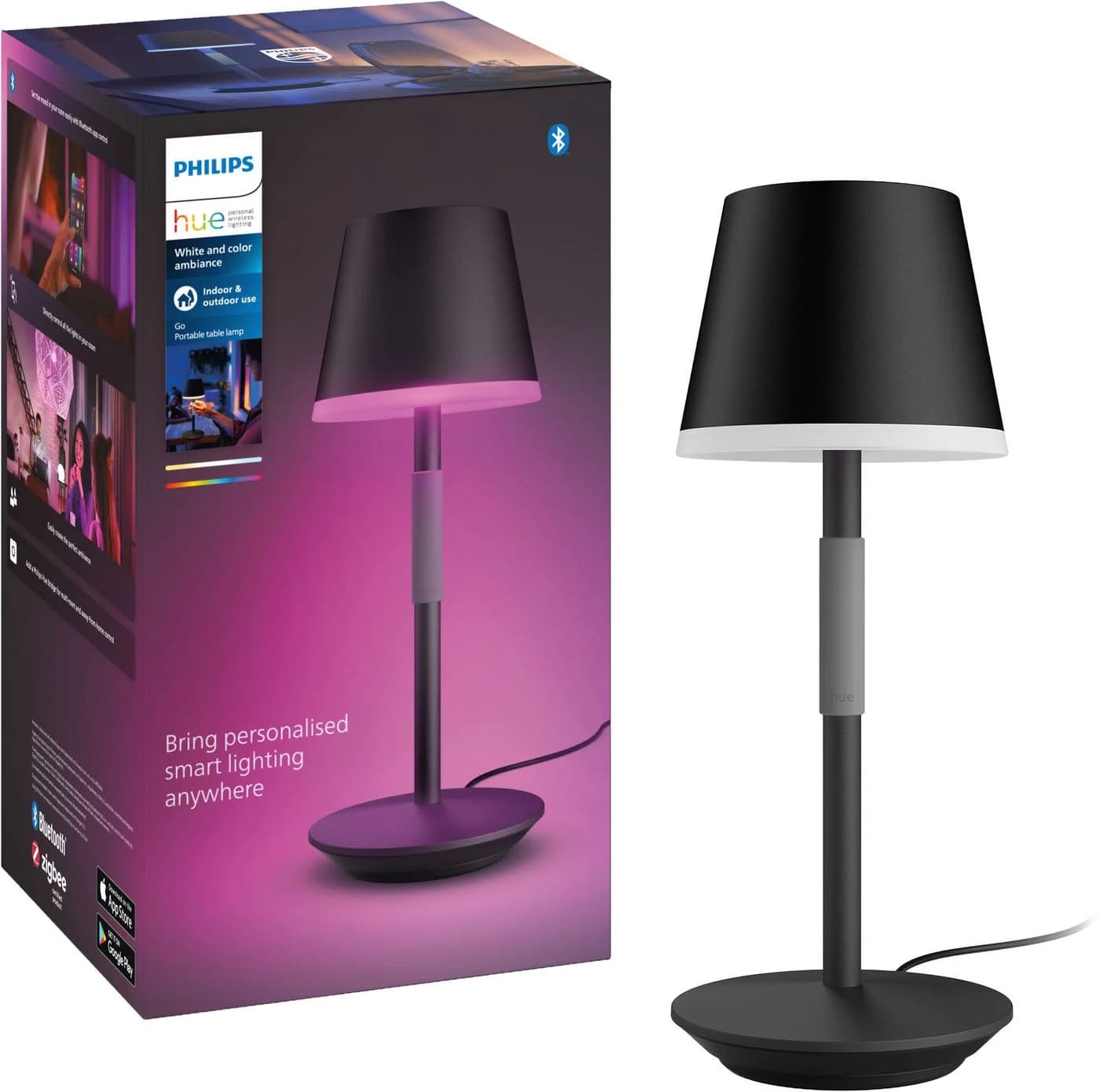 Philips Hue Smarte LED-Leuchte White & Color Ambiance Go Tragbare Tischleuchte Schwarz - Bild 2