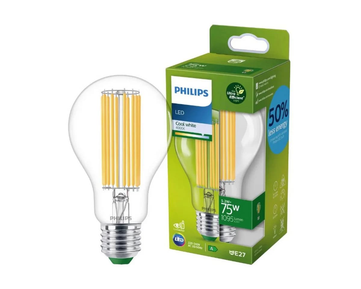 Philips LED E27 A70 Filament Klar 5,2W Kaltweiß 1095lm - Bild 2