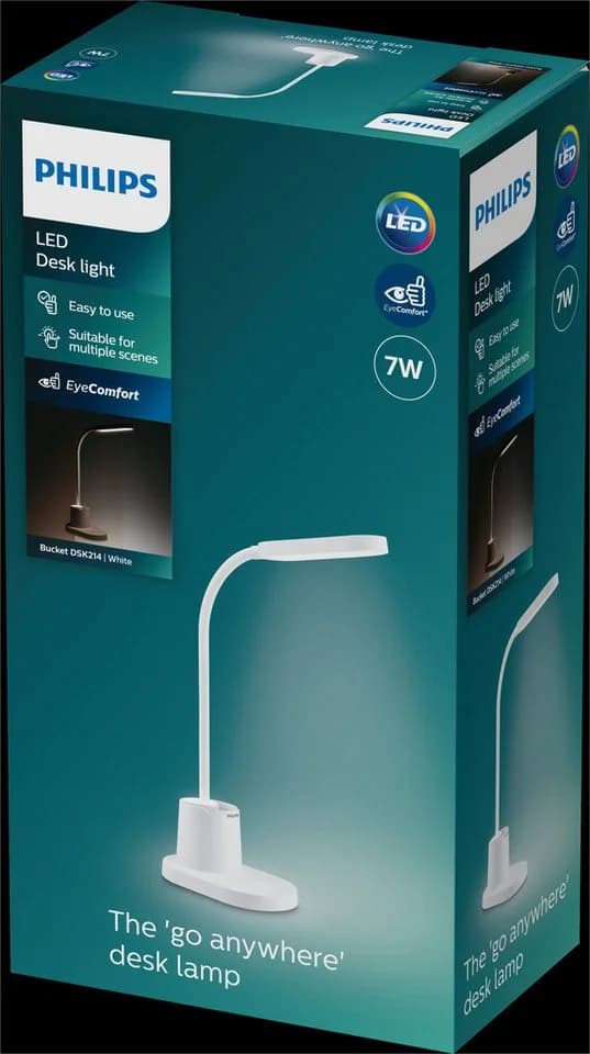 Philips LED Schreibtischlampe Bucket 7W 3000-5700K 200 Lumen Akku Touchdim weiss - Bild 3