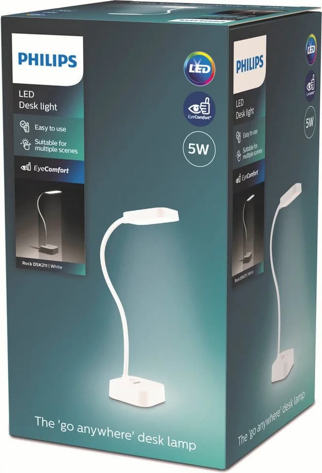 Philips LED Schreibtischlampe Rock Weiß Dimmfunktion Akku - Bild 3
