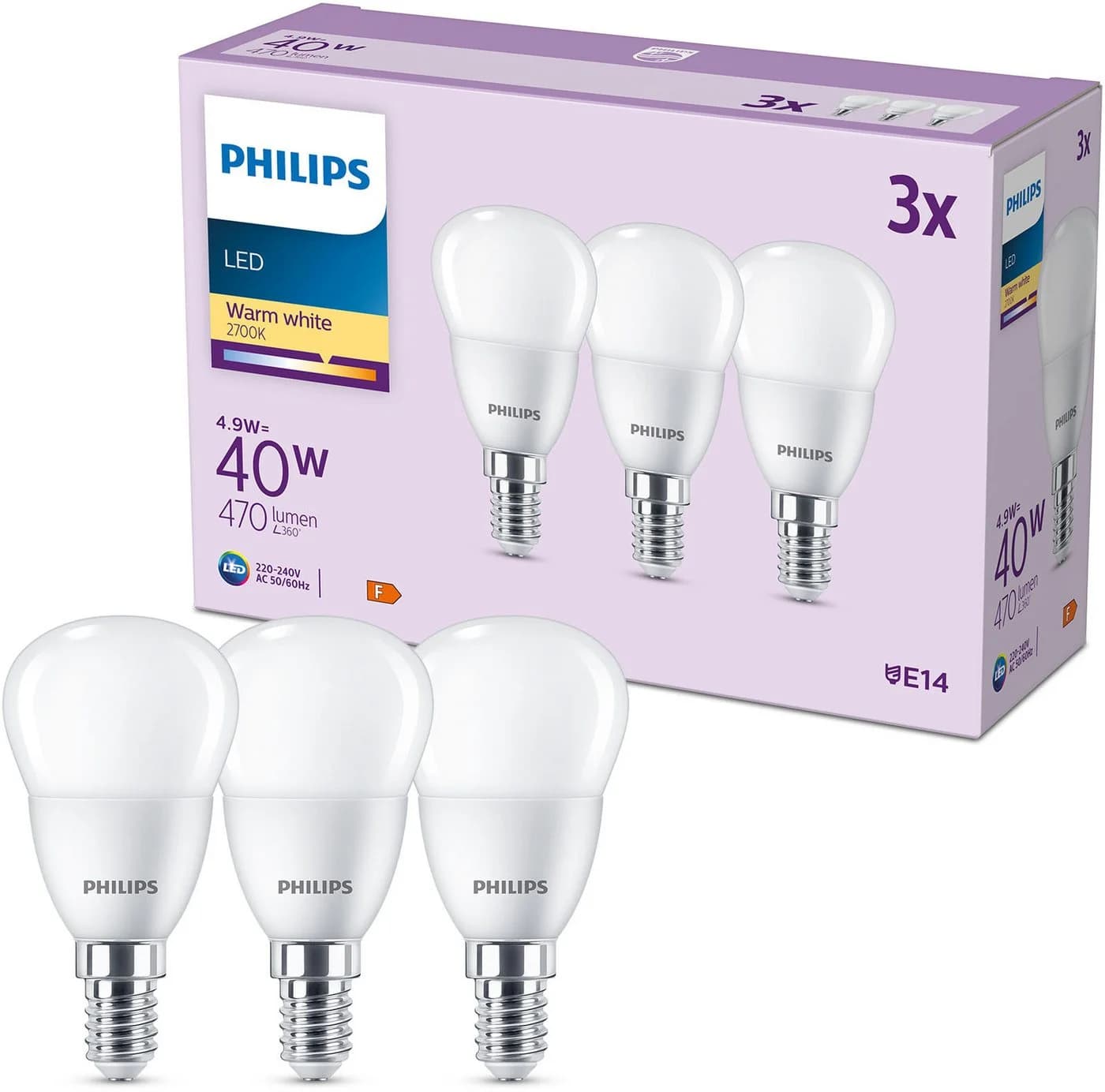 Philips Hue LED classic Lampe 40W E14 warmweiß 470lm matt 3er Pack - Bild 5