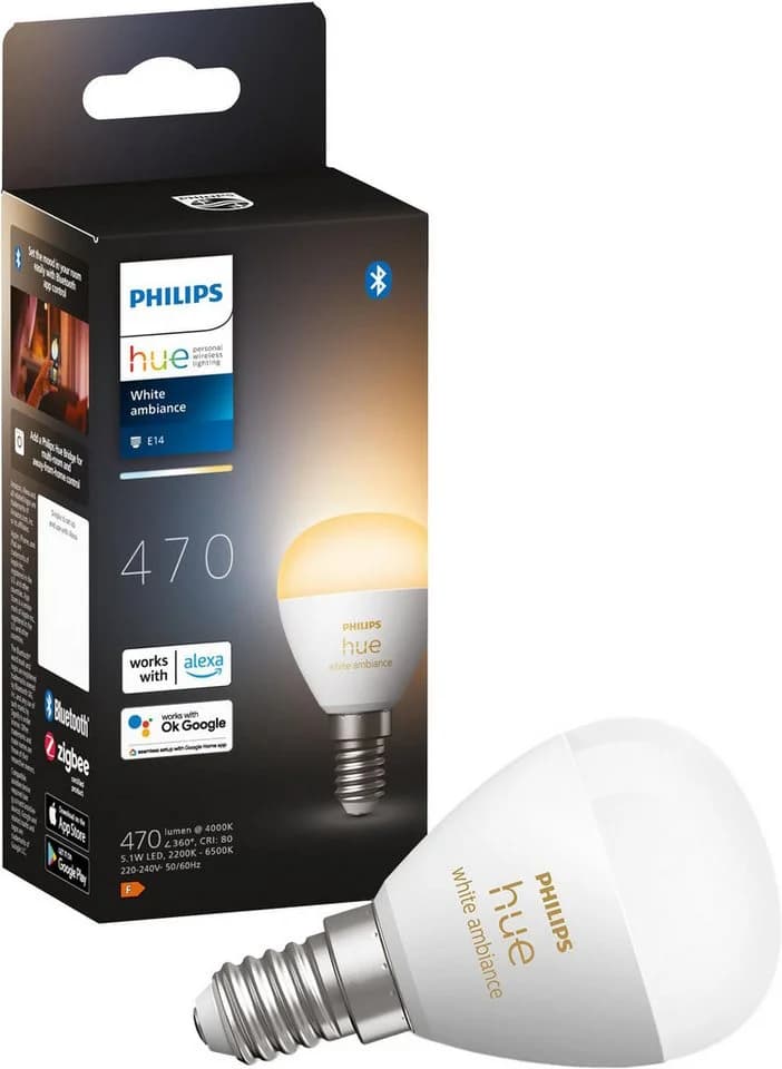 Philips Hue LED-Leuchtmittel White Ambiance Luster 470lm, E14, 1 St., Farbwechsler - Bild 2