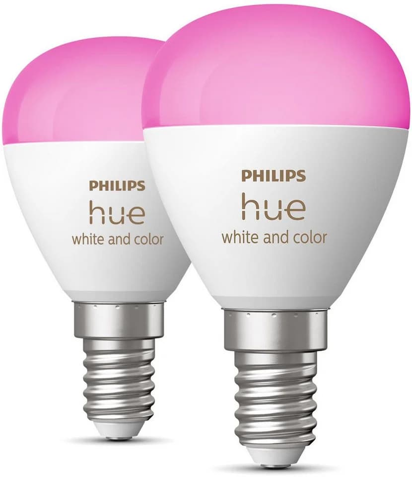 Philips Hue LED-Leuchtmittel White & Color Ambiance Tropfenform 470lm 2er-Set E14 Farbwechsler