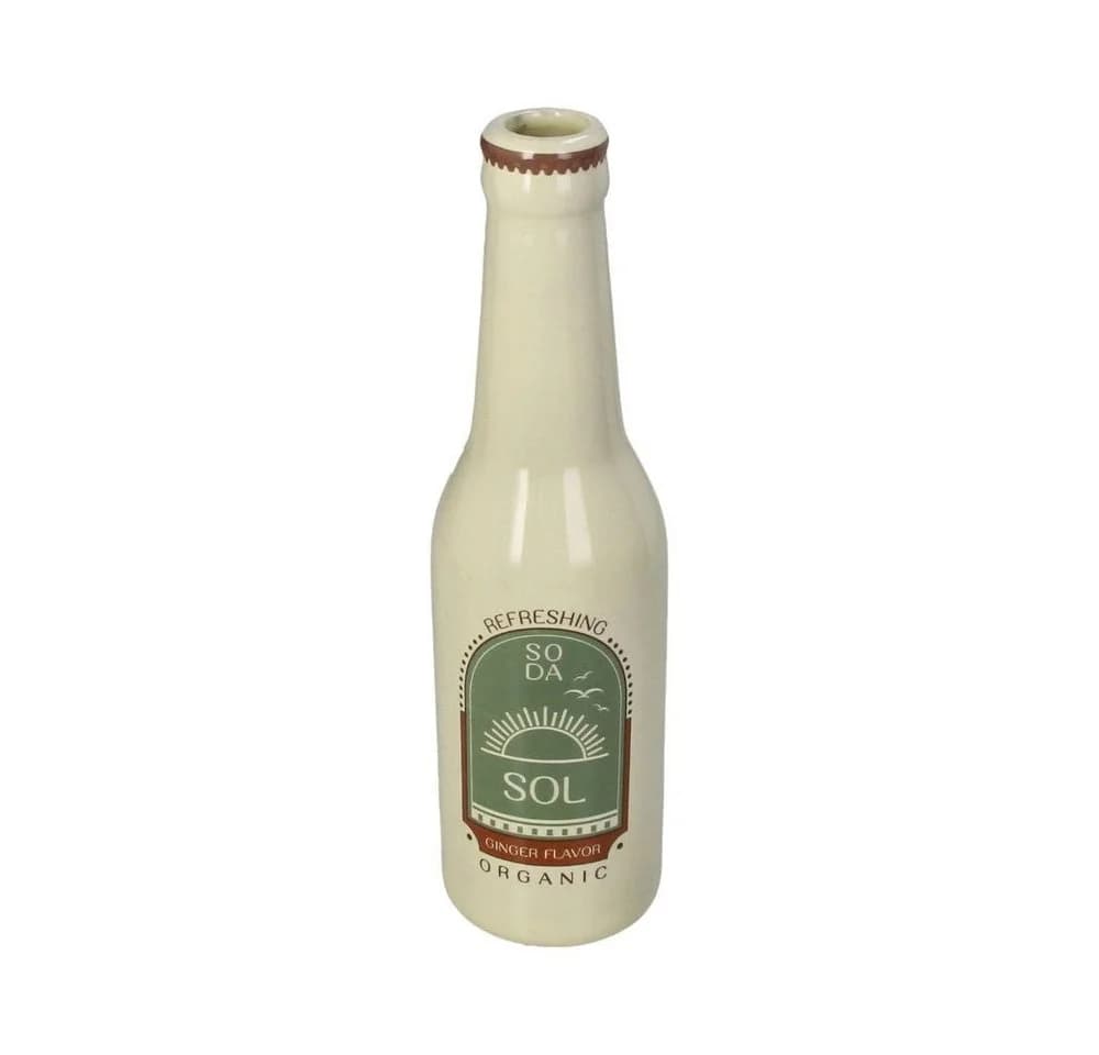 Kersten BV Deko Vase Keramik Elfenbein Retro Limonadenflasche