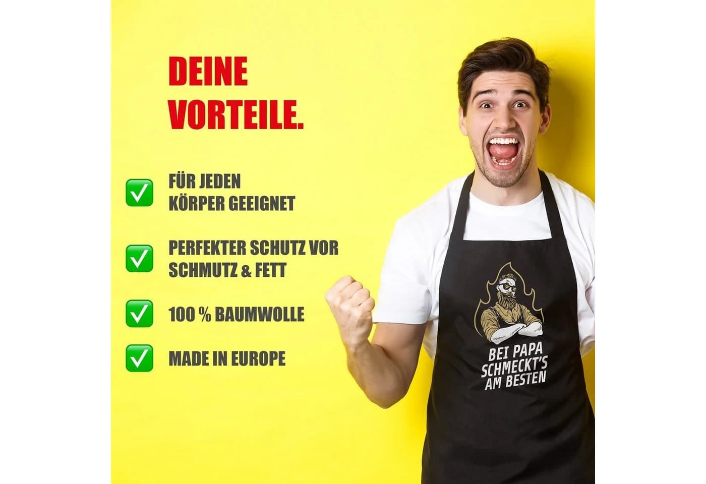 YORA Grillschürze für Männer 2-tlg. Set mit personalisierbarer Urkunde - Bild 3