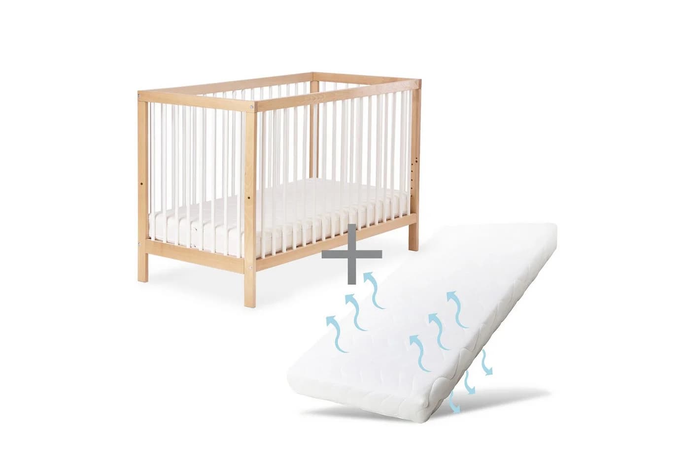 Ehrenkind Babybett PUR Massivholz mit Matratze Weiß - Bild 2