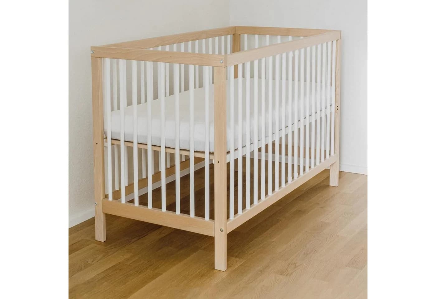 Ehrenkind Babybett PUR Massivholz mit Matratze Weiß - Bild 4