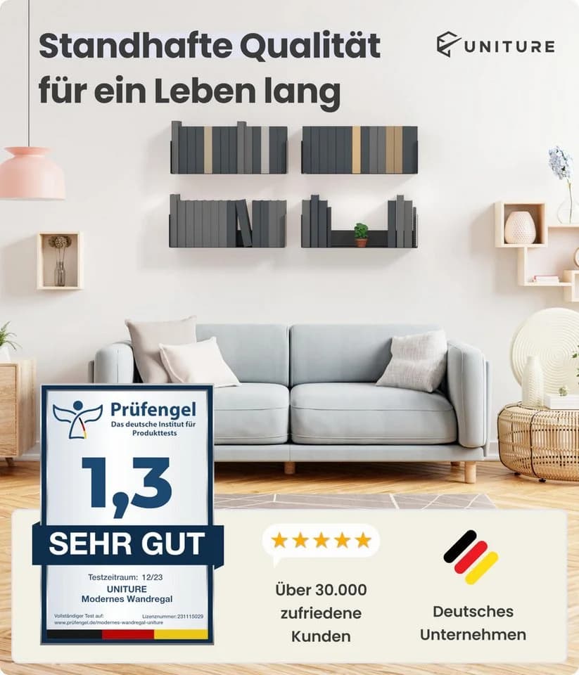 UNITURE Wandregal 2er Set Schwarz Modernes Design - Bild 5