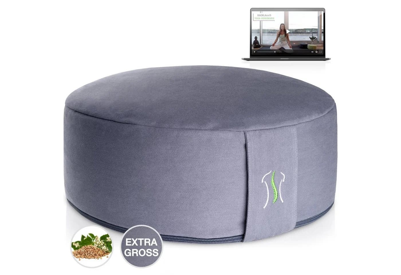 BACKLAxx® Meditationskissen rund 35 cm XL – Yoga Kissen mit Buchweizenfüllung - Bild 2