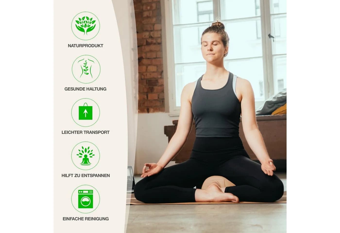 BACKLAxx® Meditationskissen rund 35 cm XL – Yoga Kissen mit Buchweizenfüllung