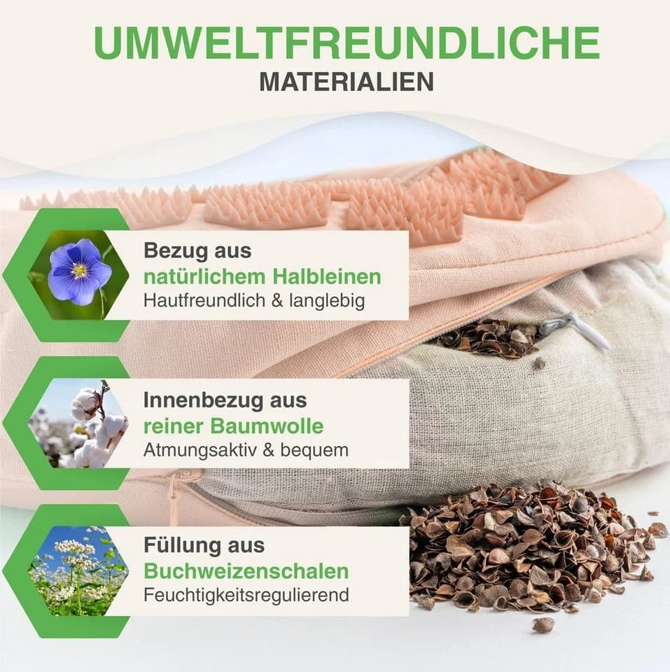 BACKLAxx® Nackenhörnchen Akupressur U-Kissen Rosa Halbleinen - Bild 4