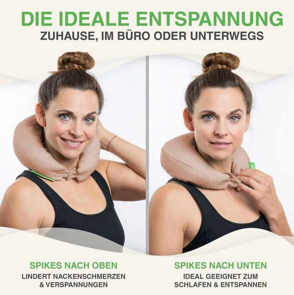 BACKLAxx® Nackenhörnchen Akupressur U-Kissen Rosa Halbleinen - Bild 5