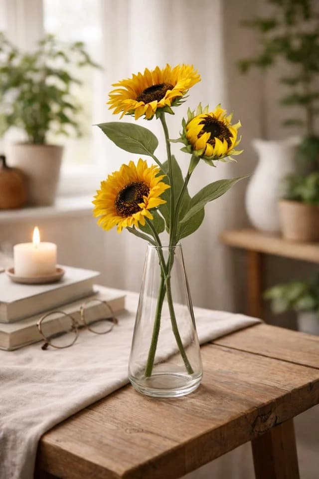 Goods NL Kunstblumenzweig Sonnenblume 3 Blüten Gelb 90 cm - Bild 4