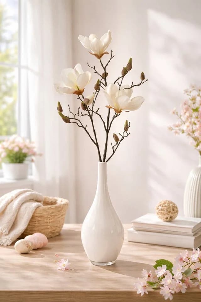 Kunstblume Kunst-Stielblume Magnolienzweig Weiß Goods NL