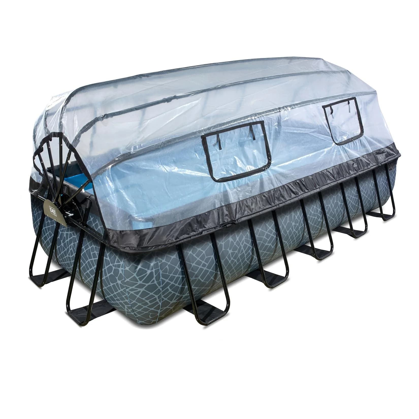 EXIT Frame Pool 540x250x100cm Grau mit Sandfilterpumpe und Abdeckung