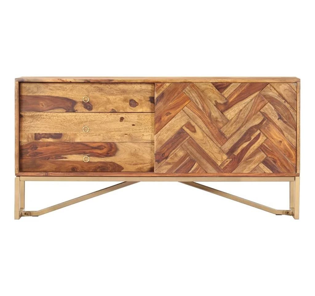vidaXL Sideboard Massivholz Braun Mid-Century Design
