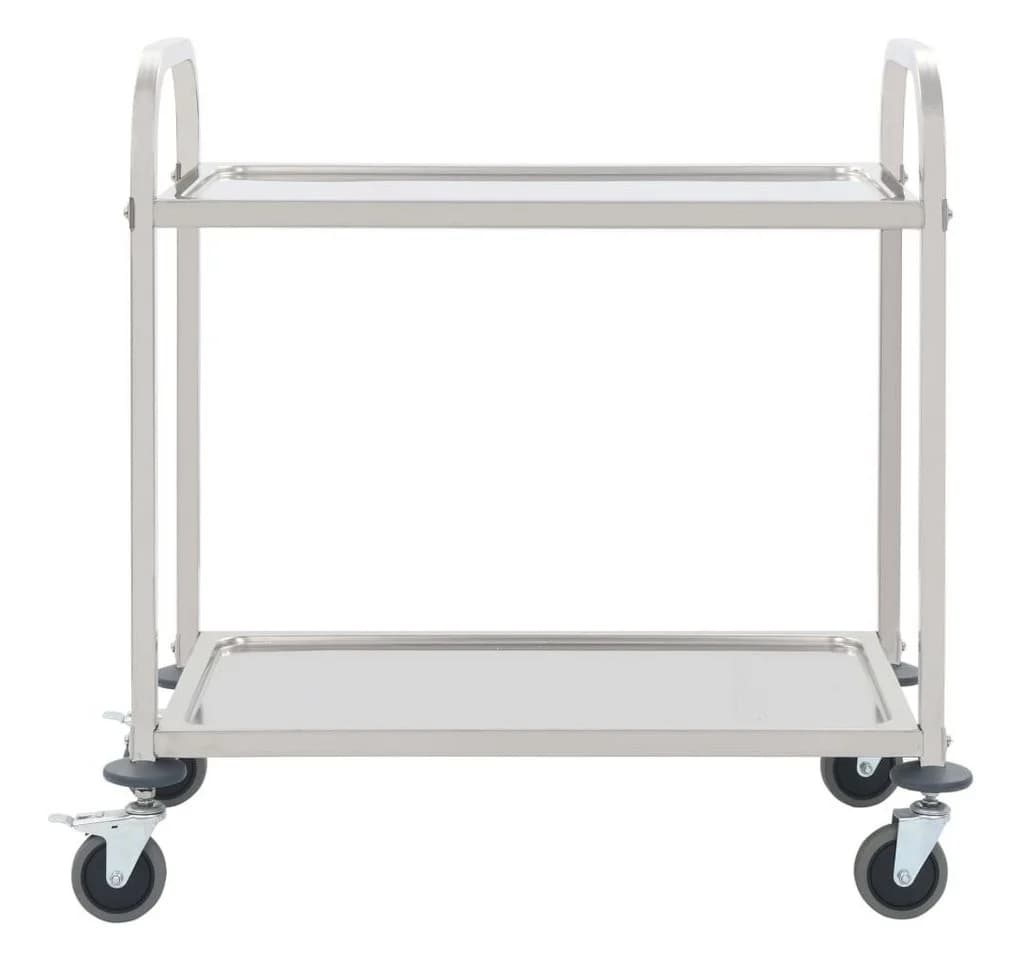 vidaXL Küchenwagen 2-stufig Edelstahl Servierwagen Silber