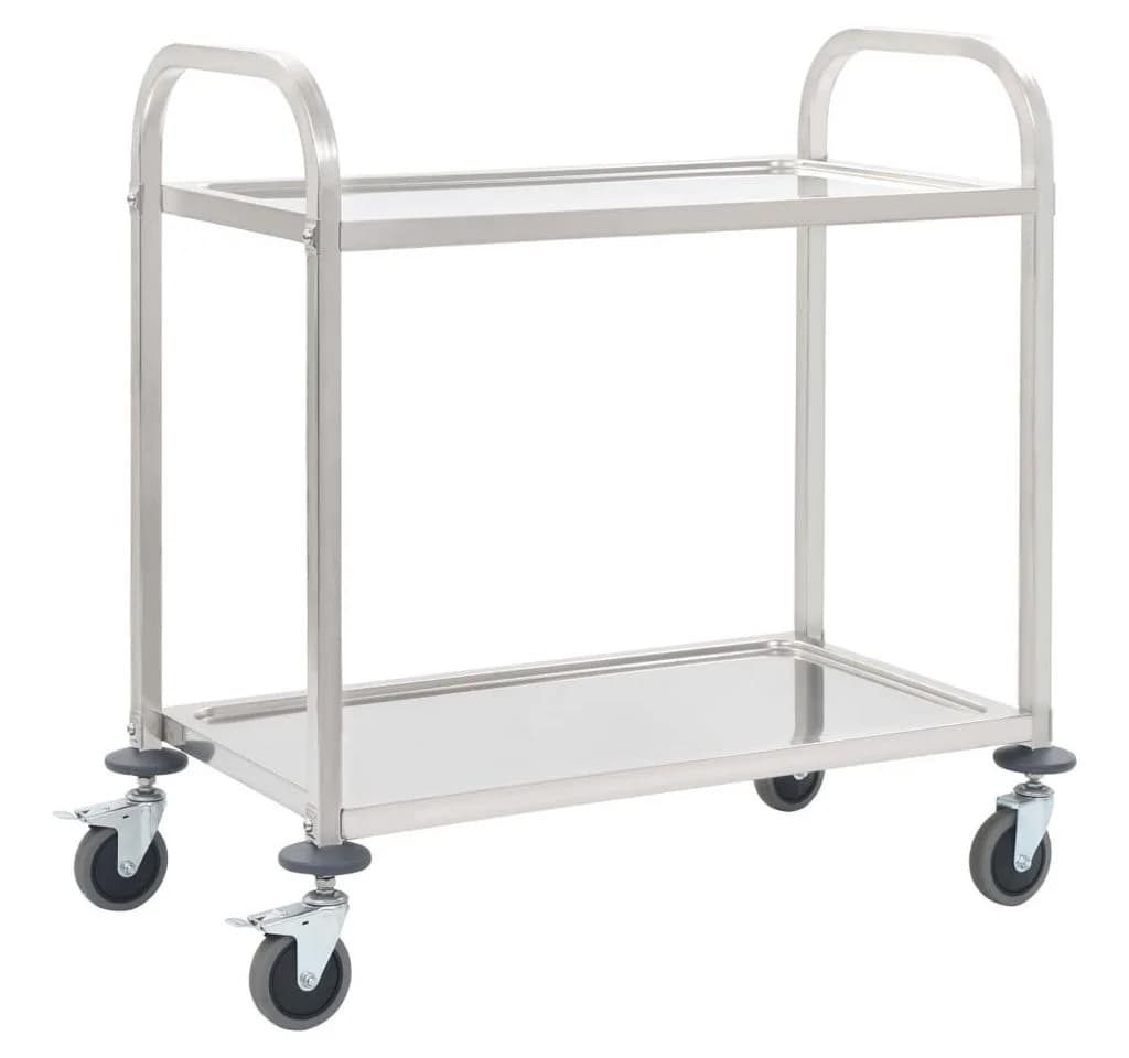 vidaXL Küchenwagen 2-stufig Edelstahl Servierwagen Silber - Bild 2
