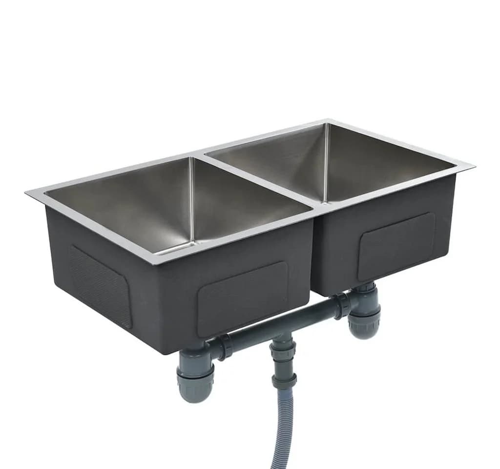 vidaXL Küchenspüle Edelstahl 2 Becken Silber Modern - Bild 4