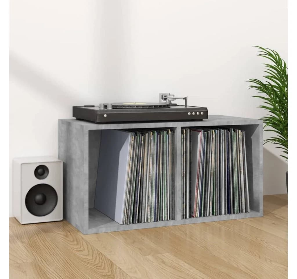 vidaXL Aufbewahrungsbox Schallplatten Betongrau Holzwerkstoff