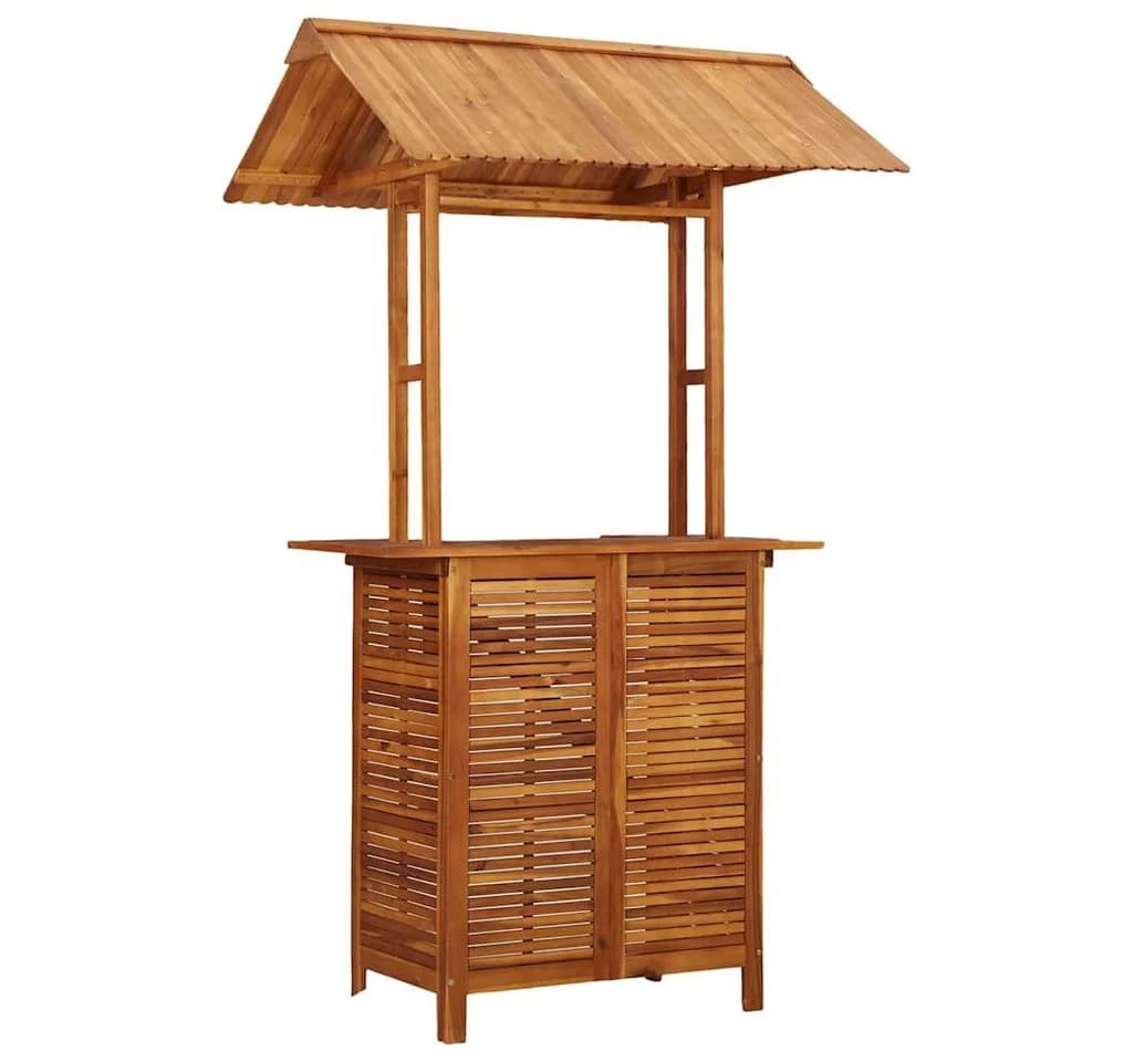 vidaXL Outdoor-Bartisch mit Dach Massivholz Braun - Bild 2
