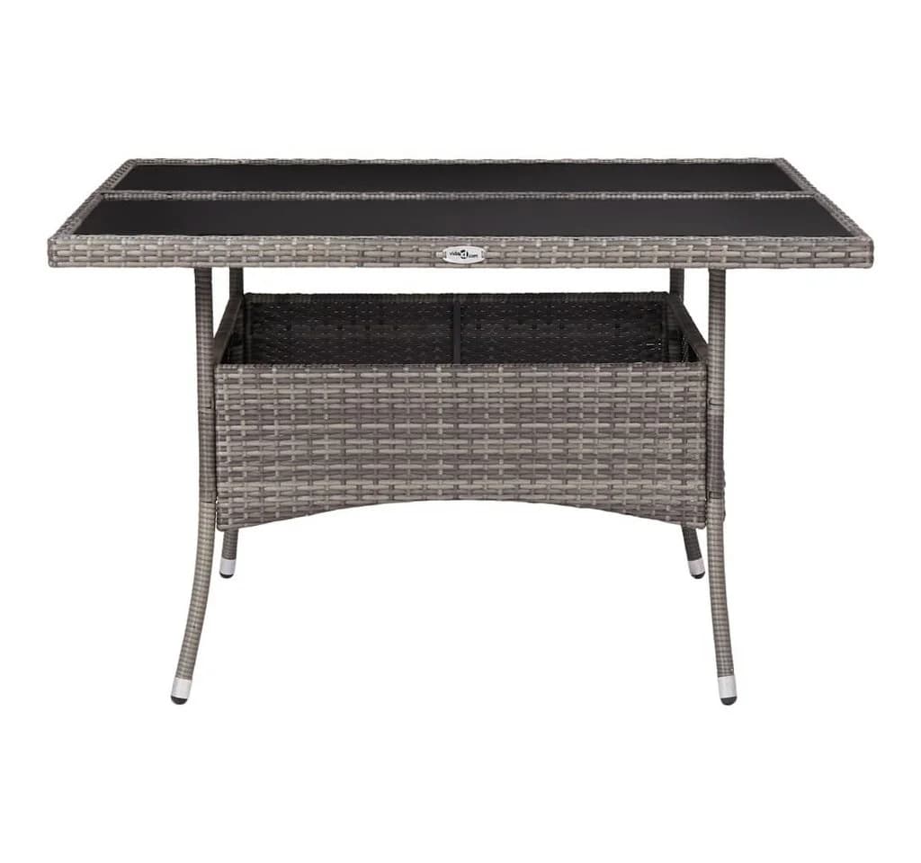 vidaXL Gartentisch Grau Poly Rattan und Glas - Bild 2