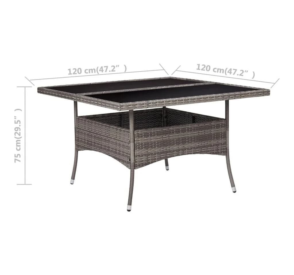 vidaXL Gartentisch Grau Poly Rattan und Glas - Bild 4
