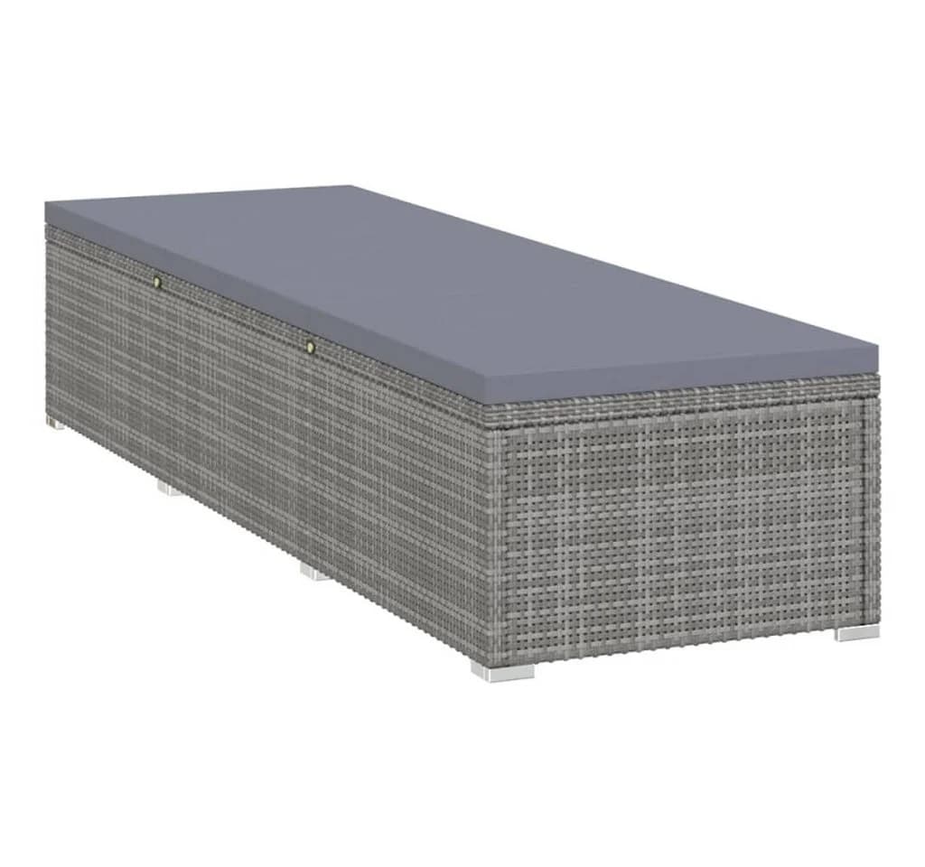 vidaXL Gartenliege Poly Rattan Grau Verstellbar - Bild 3