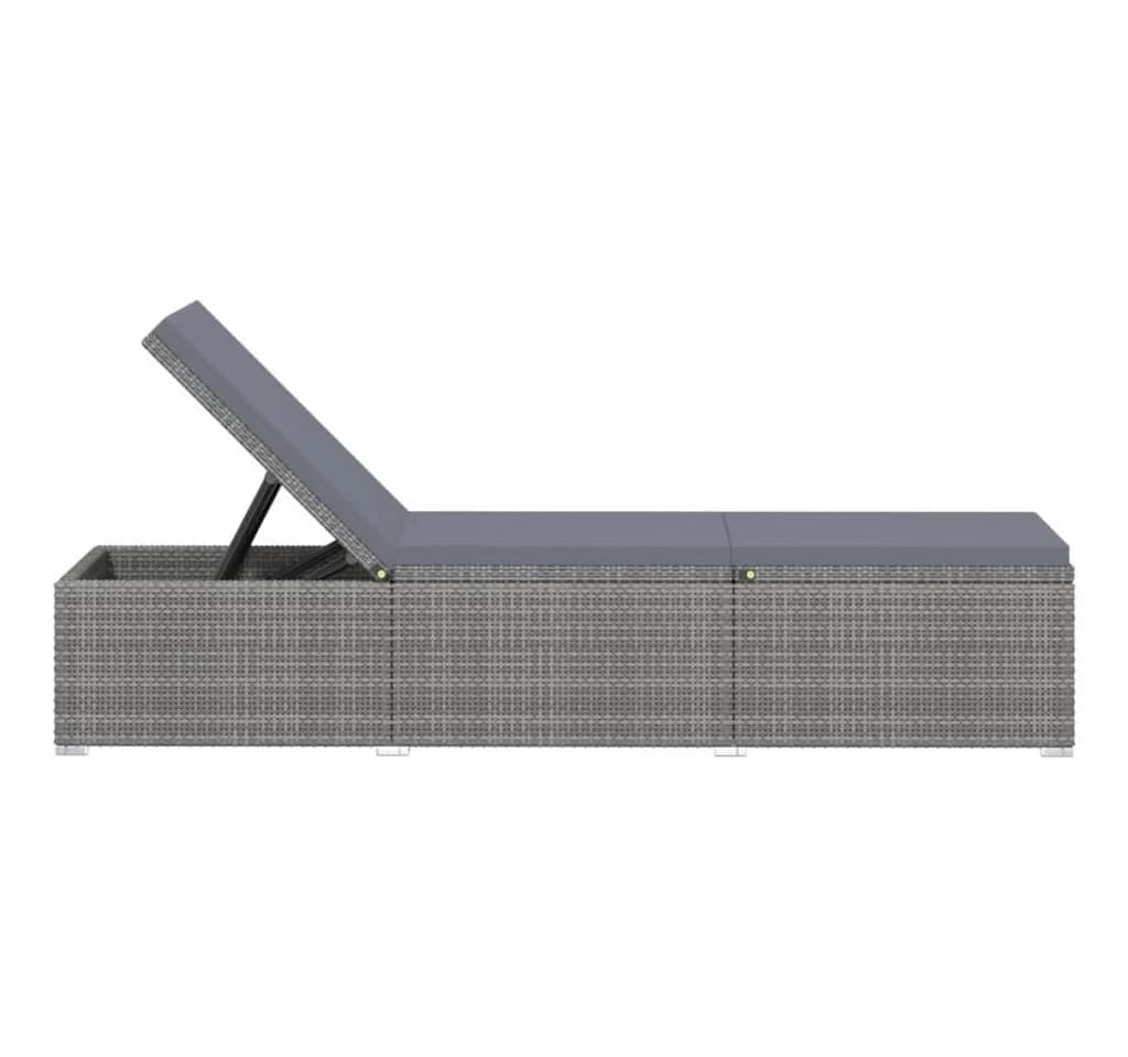 vidaXL Gartenliege Poly Rattan Grau Verstellbar - Bild 4