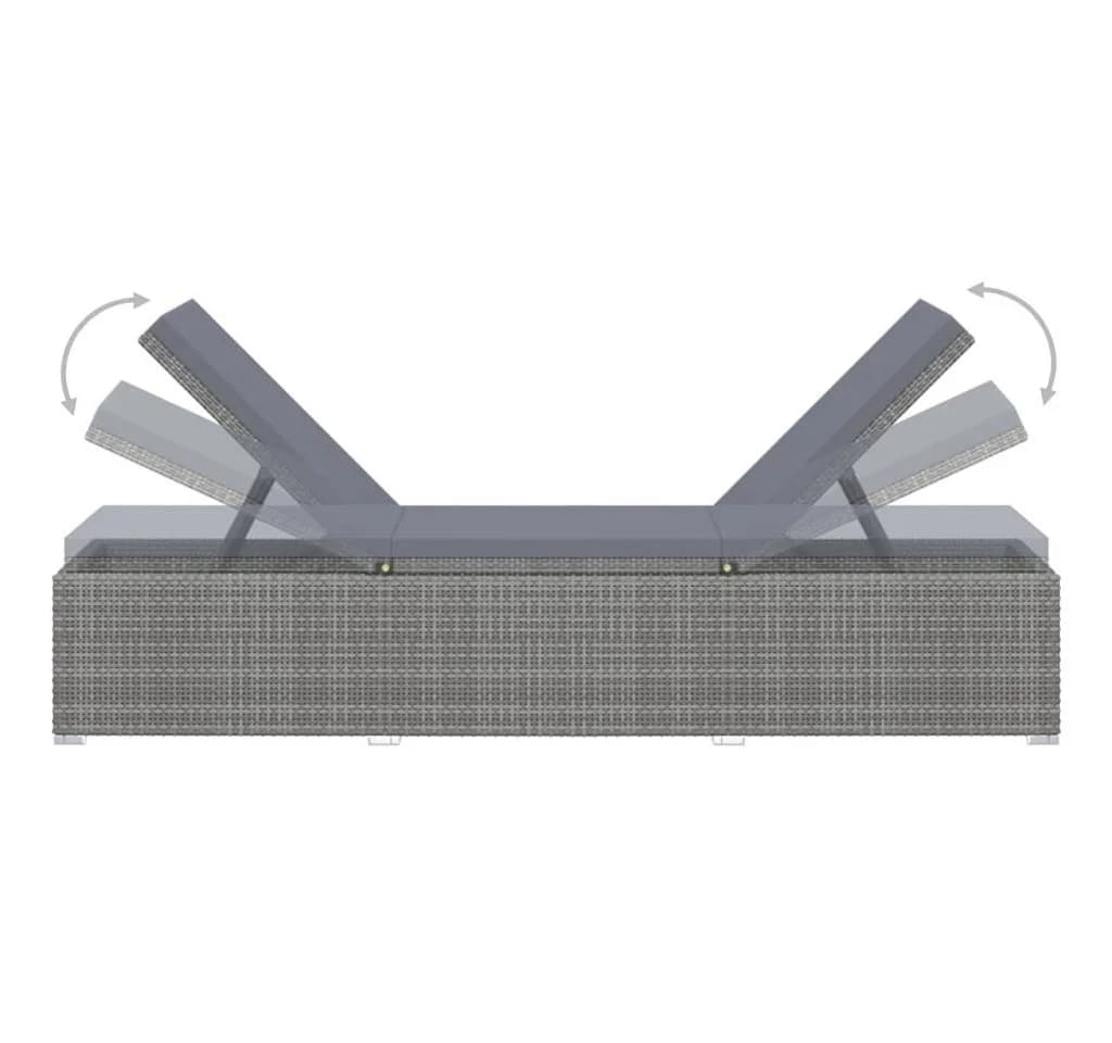 vidaXL Gartenliege Poly Rattan Grau Verstellbar - Bild 5