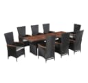 vidaXL Garten-Essgruppe 9-tlg. Schwarz Poly Rattan mit Kissen Bild 2