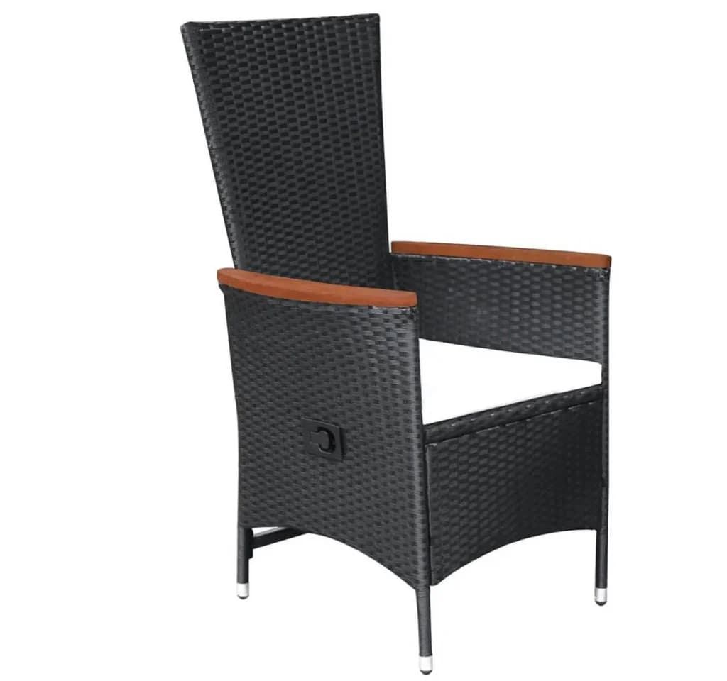 vidaXL Garten-Essgruppe 9-tlg. Schwarz Poly Rattan mit Kissen - Bild 3