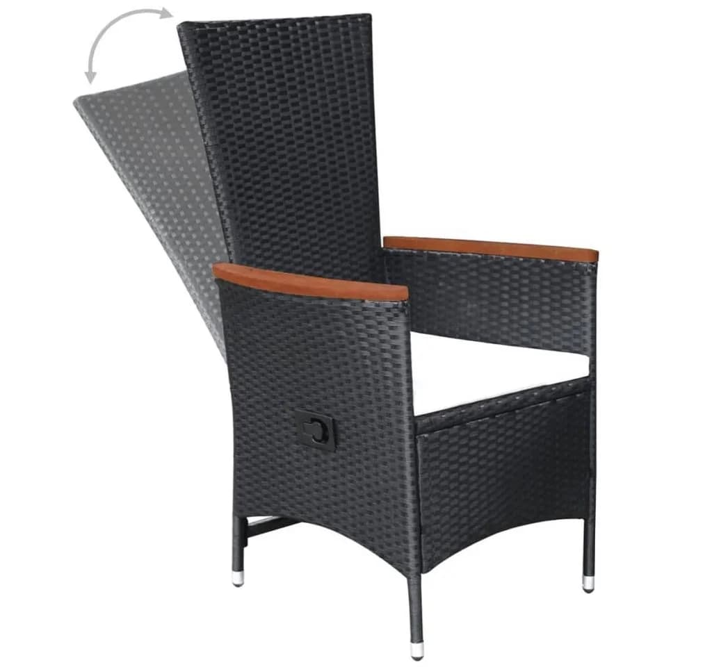 vidaXL Garten-Essgruppe 9-tlg. Schwarz Poly Rattan mit Kissen - Bild 4